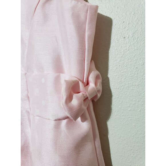 George pink and white polka dot side belt with a bow, formal dress, size 4 - Picture 3 of 7